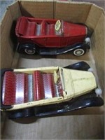 2-- VINTAGE TIN TOY CARS -- SOME MISSING PART