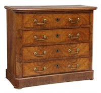 FRENCH LOUIS PHILIPPE BURLED WALNUT COMMODE