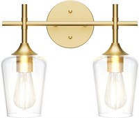 Ralbay Gold 2-Lights Bathroom Fixture  Glass