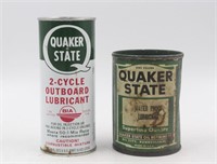 (2) Vintage Quaker State Oil Lubricant Cans