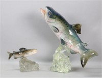 Raymond Gangloff 2 Porcelain Trout Sculptures