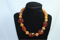 Amber Color Beads or Stones Necklace