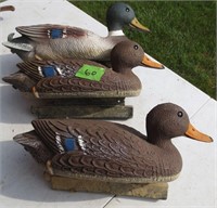 3 plastic duck decoys