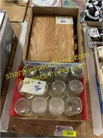 Oak flatware box, canning jars