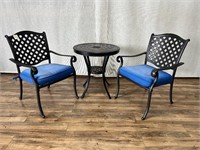 Iron Tile Top Patio Bistro Table w/2 Chairs