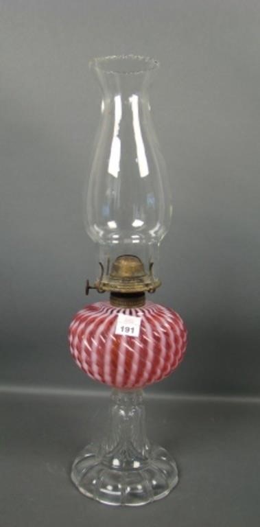 Buckeye Cranberry Opal Reverse Swirl Oil Lamp