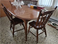 Heywood Wakefield Dining Table, (3) Chairs*