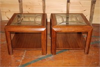 (2) Square Glass Top End Table