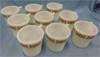 Nine 1960's Pyrex Copper Filigree coffee cups