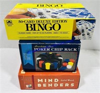 Bingo, Plastic Poker Chips Rack, and Wooden Mind