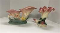 Hull pottery cornucopia vase and hull Art double