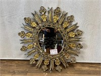 Ornately Framed Round Mirror - Some Wear