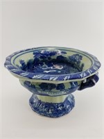 Ironstone footed soup tureen blue and white, blue