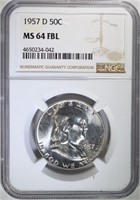 1957-D FRANKLIN HALF DOLLAR NGC MS64