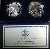 2001 American Buffalo Proof & Unc. Silver Dollars