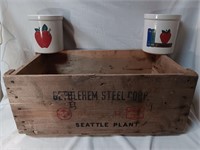 Bethlehem Steel Corp Wood Crate, 2-Crocks