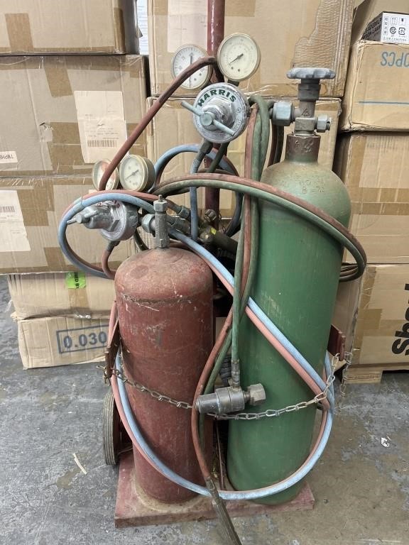 Oxy Acetylene torch setup with cart