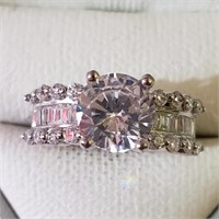 $160 Silver Rhodium Plated CZ Ring