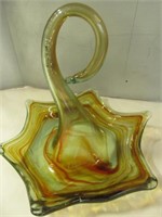 Mouth Blown Art Glass Swan Center Piece