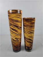 2 Pc Art Glass Vases