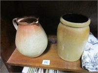 Crock(Cracklines) & Pottery Pitcher(Lip Chips)