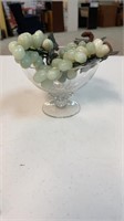 Crystal bowl/ jade stone grapes(vintage)