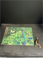 Peacock Cutting Board And Brass Topper