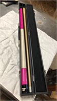 Action pink pool cue in hard carrying case