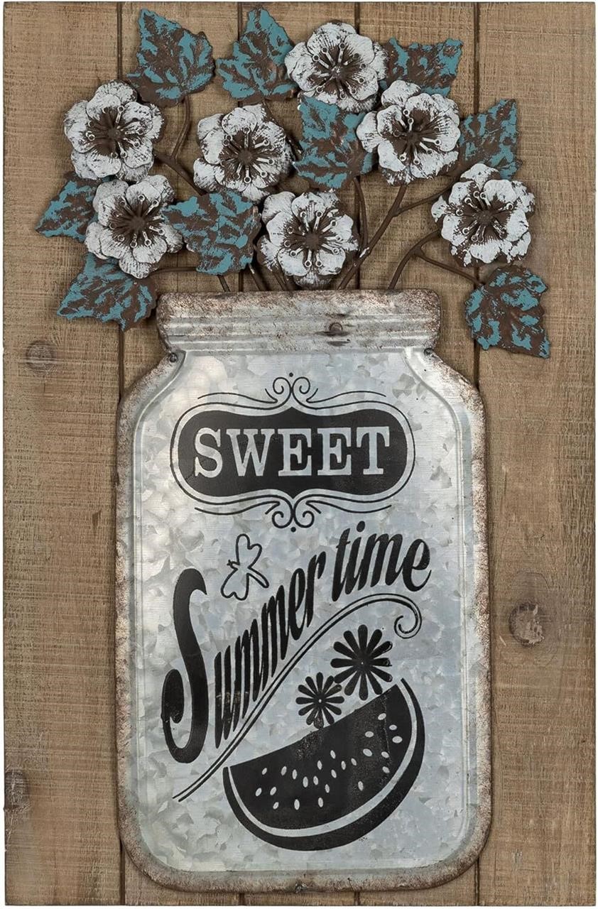 Sweet Summer Time Floral Galvanized Metal Sign