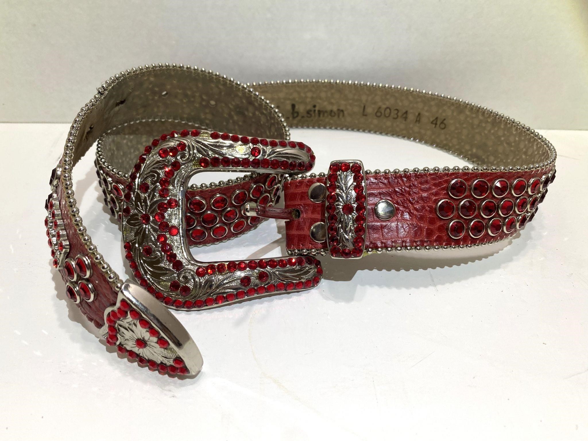 BB Simon Red Western Rhinestone Belt