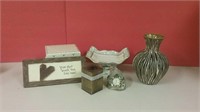 Various Home Decor Floral Vase, Clock & Kneeded