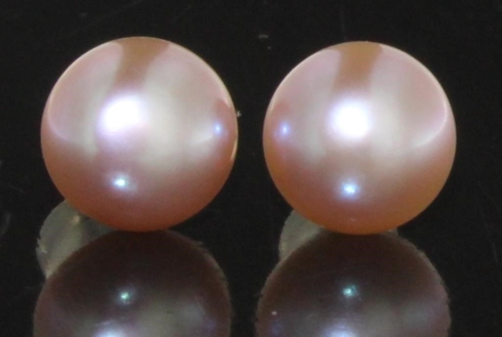 18kt Gold 8mm Rose Freshwater Pearl Earrings