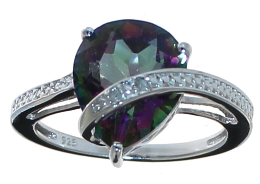 Pear Cut 3.61 ct Mystic Topaz & Diamond Ring