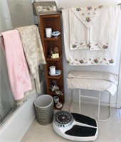 703 - BATH SCALES, TOWELS, BENCH & MORE