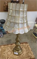 Vintage brass table lamp with vellum shade