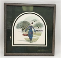 P Buckley Moss Orchard Girl Signed Framed Print