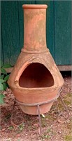 CLAY CHIMINEA CHIMNEY POT FIREPLACE in IRON FRAME