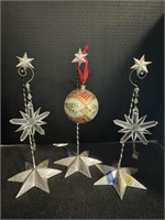 3pc Waterford Christmas Ornaments With Stands