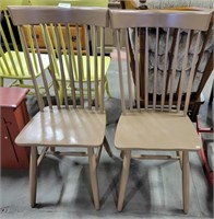 2 MATCHING BROWN PAINTED DINING CHAIRS