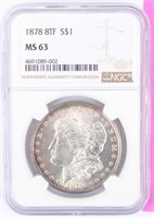 Coin 1878  Morgan Silver Dollar 8TF NGC MS63