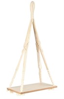 Wood Hanging Rope Shelf 10x6x21in NEW