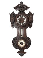 Carved French Wall Clock w/ Birds, Enamel Letters