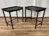 Pair of Dark Finish Modern Tray Style End Tables