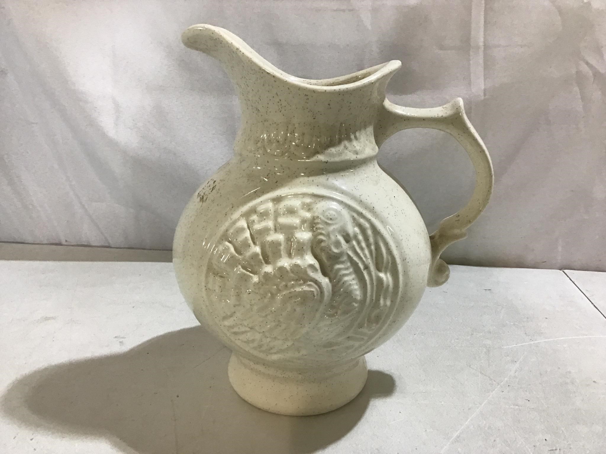 McCoy ceramic water pitcher Turkey beige speckle