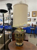 LARGE PIERCED BRASS LAMP