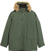 Men's Down Filled Hooded Parka, Med., Green