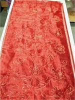 Curtain panel red sheer embroidered @ 88 x 40