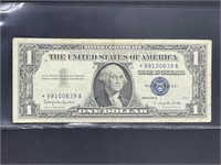 1957B silver cert. one dollar star note