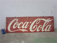 Ancienne affiche Coca-Cola en métal sur plaque de