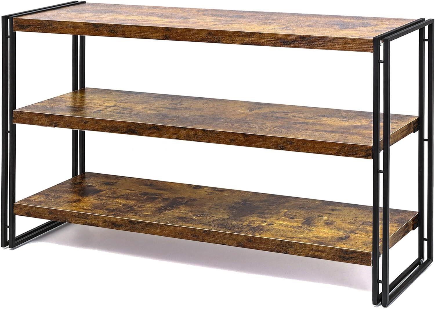 Bookshelf 3-Tier 47in Rustic Wood and Metal